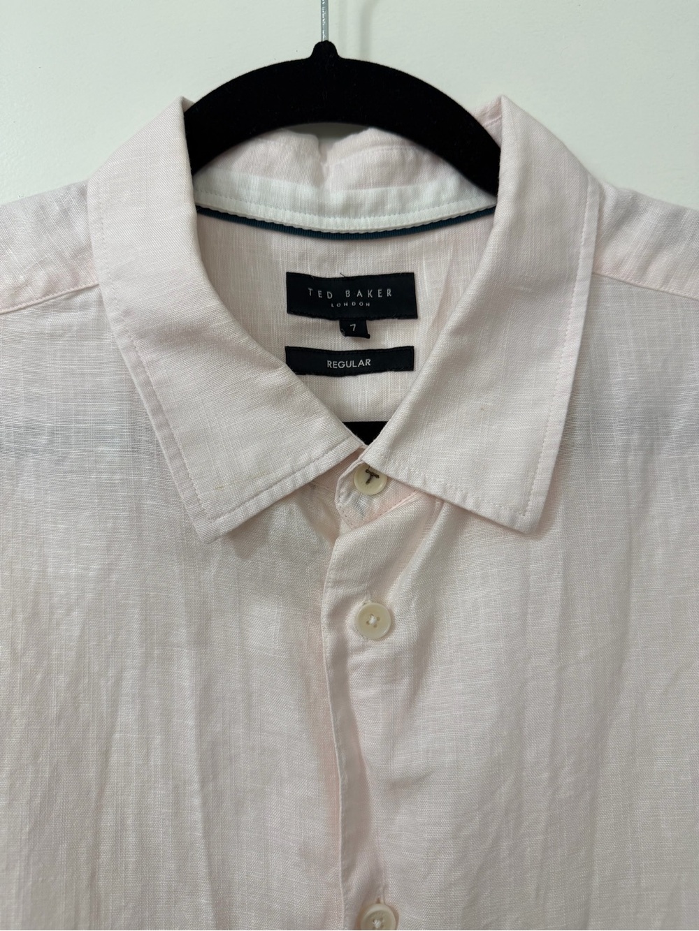 STAINED! Ted Baker Men's Pale Pink Linen Button-Down Shirt